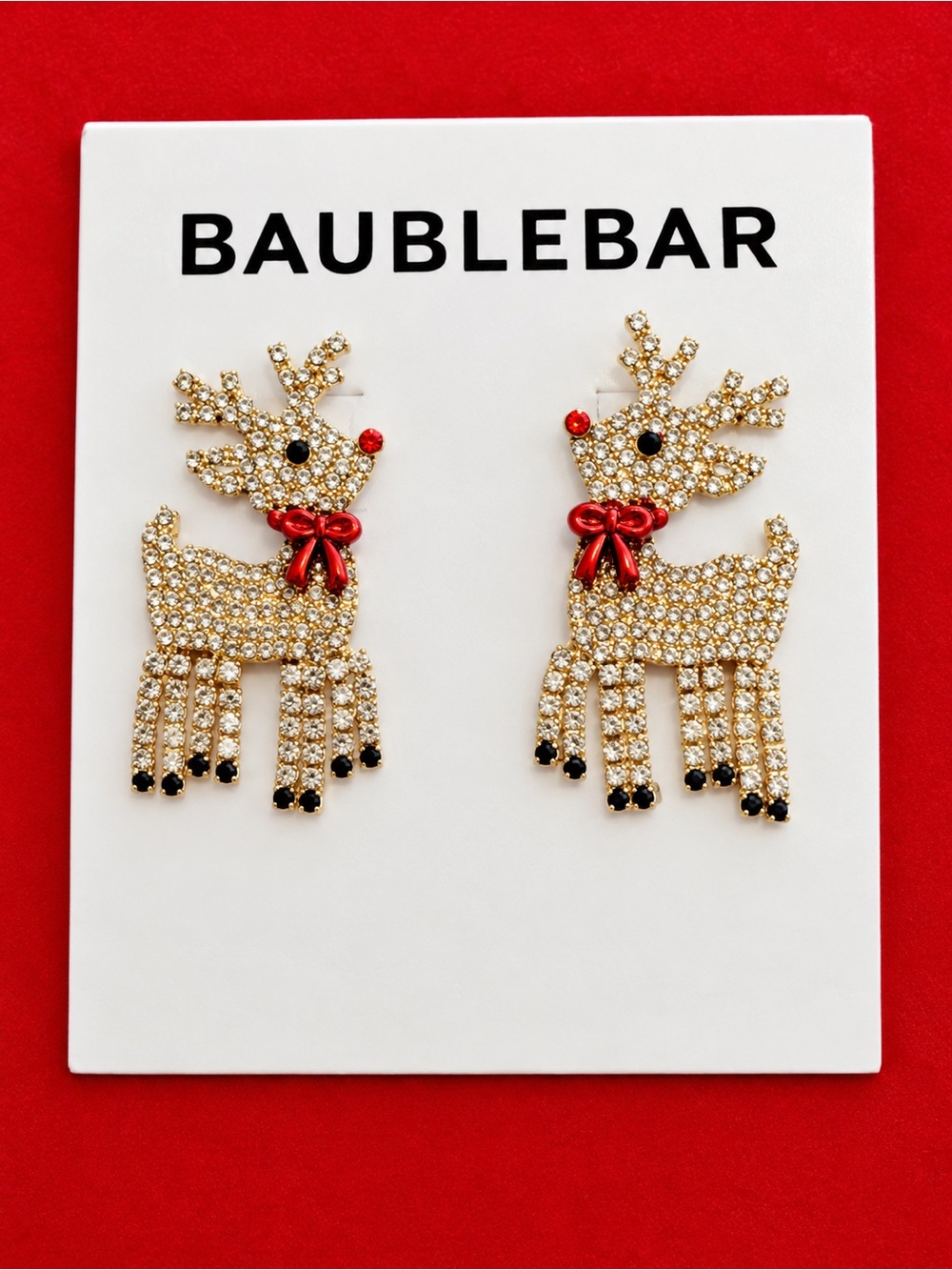 BaubleBar On Dasher Reindeer Crystal Statement Earrings Christmas Holiday